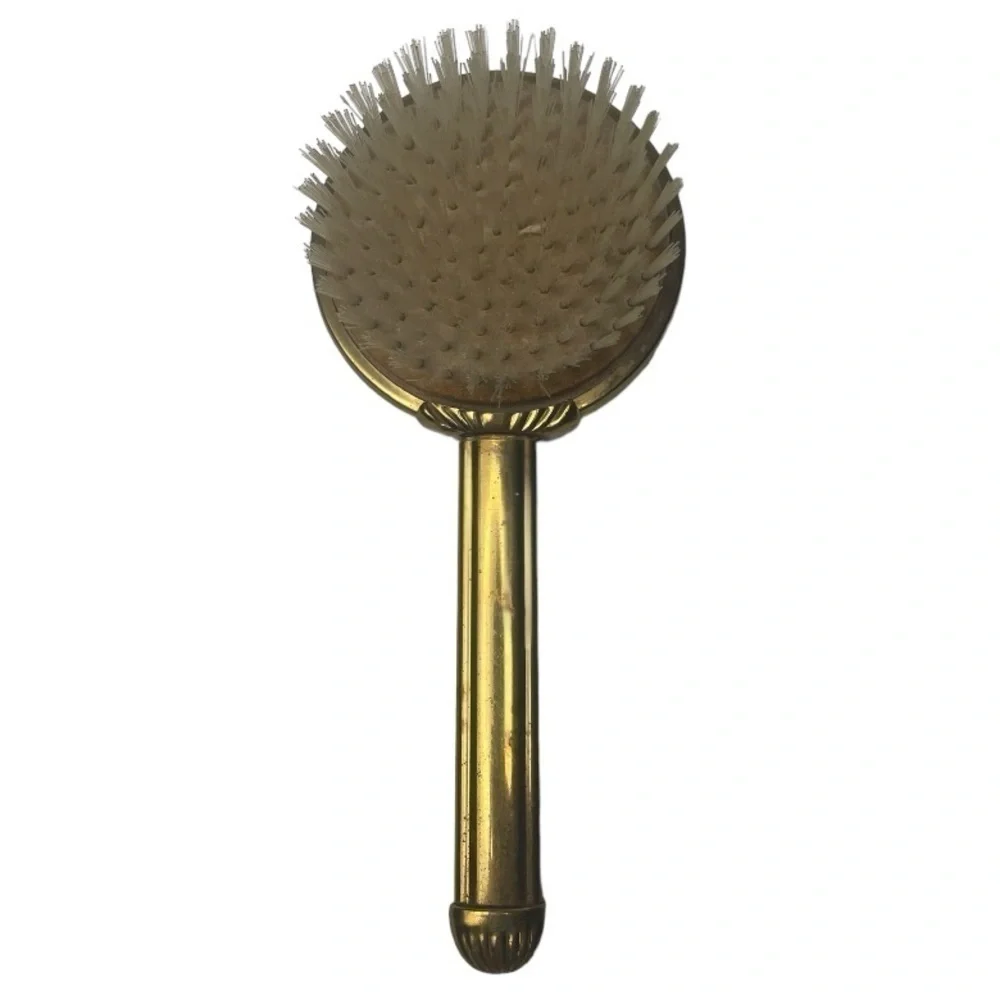 Vintage Nylon Bristle Gold Tone Vanity Hair Brush